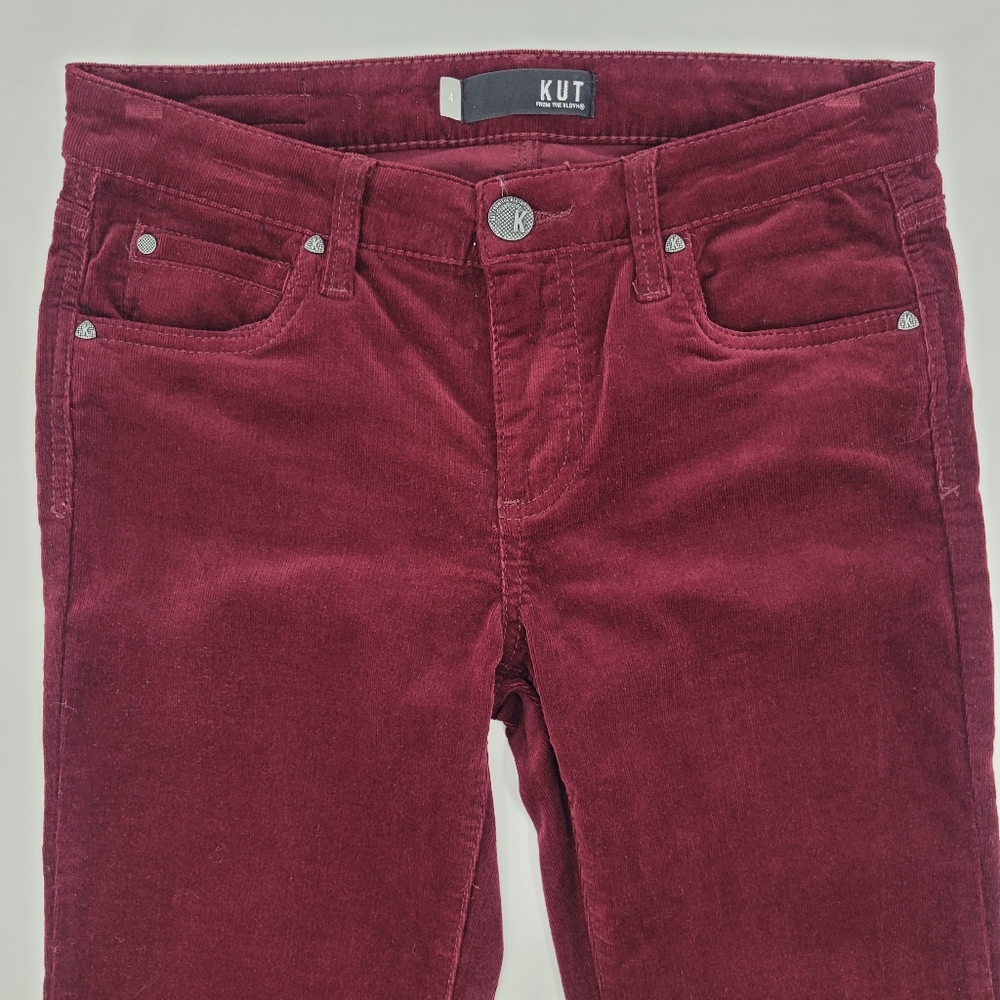 KUT FROM THE KLOTH Pants Diana Skinny Red Ruby Corduroy Cords Classic Size 4 - Picture 6 of 17